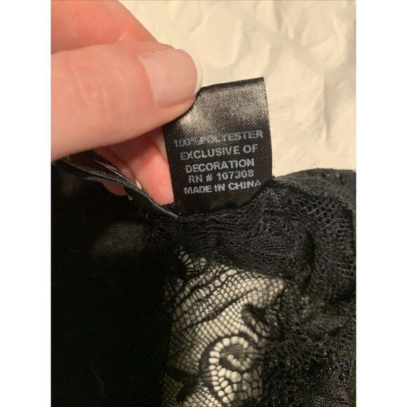 Windsor Solid Black Lace Beaded V Neck Bralette Medium - Picture 4 of 5